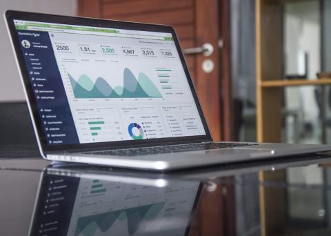 computer with charts